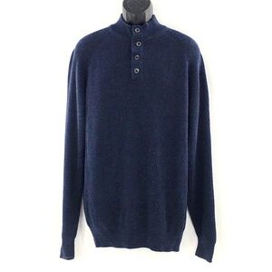 Peter Millar Mens Sweater Blue Crown Comfort Merino Blend Ribbed Mock Neck Sz XL